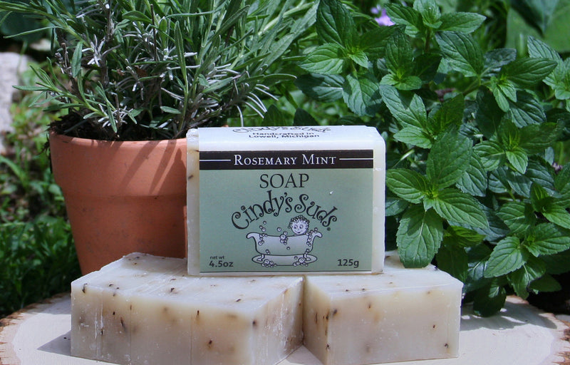 100% natural handmade rosemary mint soap