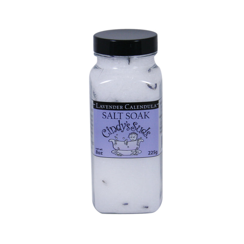 Cindy's Suds Lavender Calendula Salt Soak, 16 oz, 100% Natural
